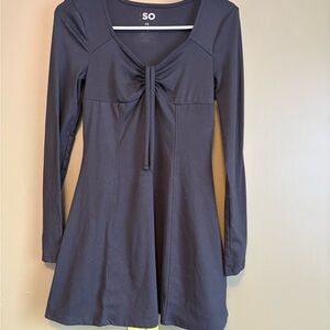 “SO” Black Long Sleeve Dress with Tie